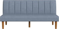 HomePop Upholstered Bergen Convertible Futon Sofa Bed, Modern Sofa Couches for Living Room, Small Spaces, Dorm, Apartment, Blue Woven