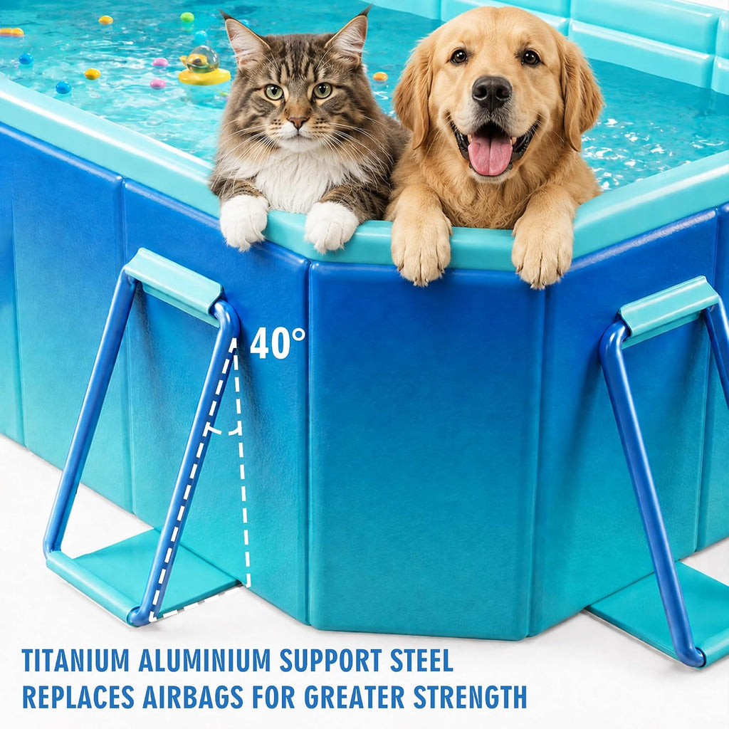 Large Foldable Pool, Non Inflatable Swimming Pool, Foldable Pool for Adults and Kids, Thickened Portable Collapsible Pool for Backyard and Outdoor Use, 116' x 65' x 19'