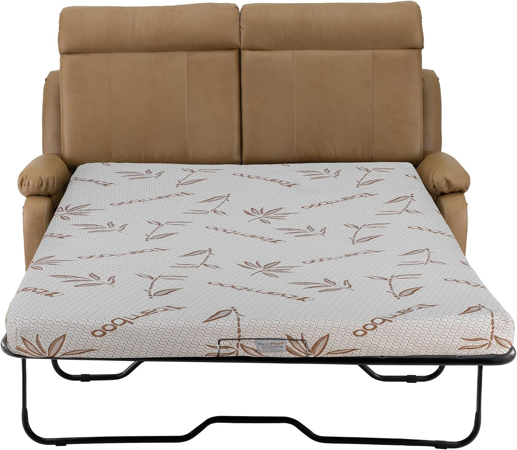 RecPro Charles Collection | 65' RV Hide A Bed Loveseat | Memory Mattress Foam | Sleeper Sofa | Pull Out Couch | RV Furniture | Slideout | Toffee