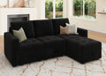 HONBAY Modular Sectional Couch L Shaped Sofa with Storage Seats Sectional Couches for Living Room,Black
