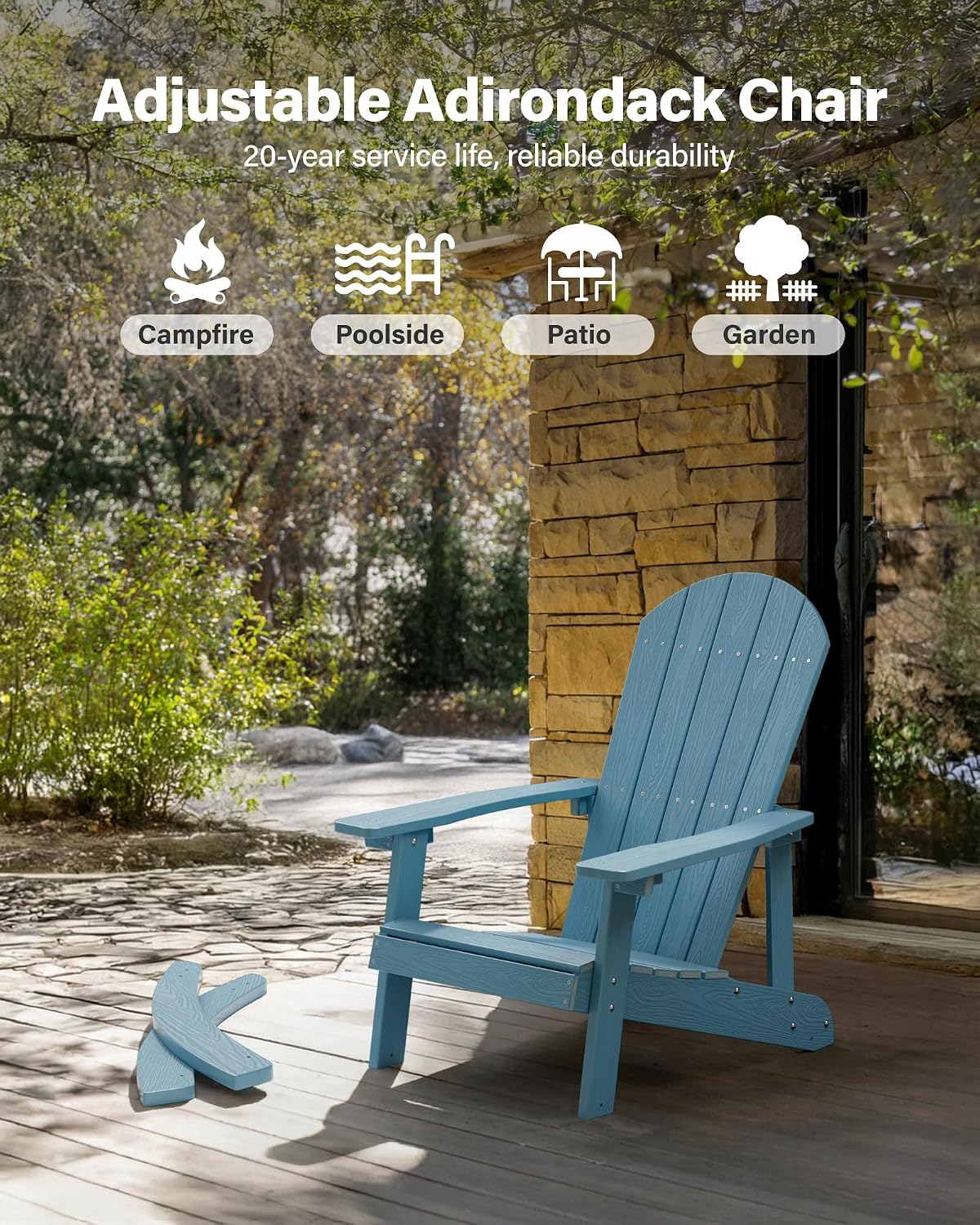 YEFU Outdoor Rocking Chair Set of 2,Adirondack Rocking Chair,Patio Rocker Chair with Wide Back,Oversized Rocker Chair Look Like Real Wood, for Lawn, Porch, Backyard, Indoor and Garden(Blue)