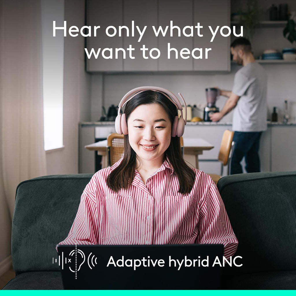 Logitech Zone Wireless 2 ES - Noise-Canceling Wireless Headset with Adaptive Hybrid ANC, Bluetooth - Rose