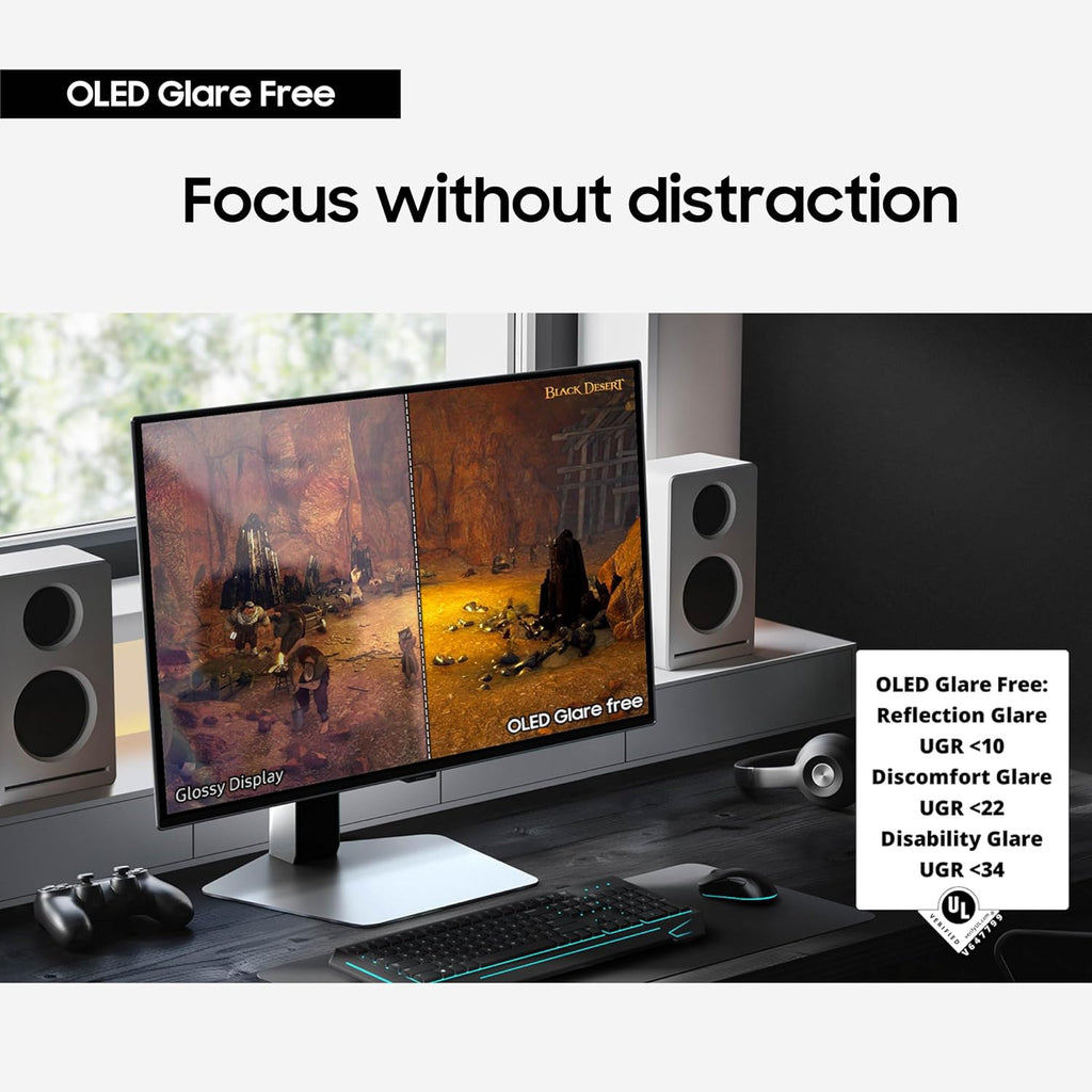 Samsung LS27DG602SNXZA 27 Inch Odyssey OLED QHD 360Hz Gaming Monitor with 1 Year Amber Protection Extension Plan (2024)