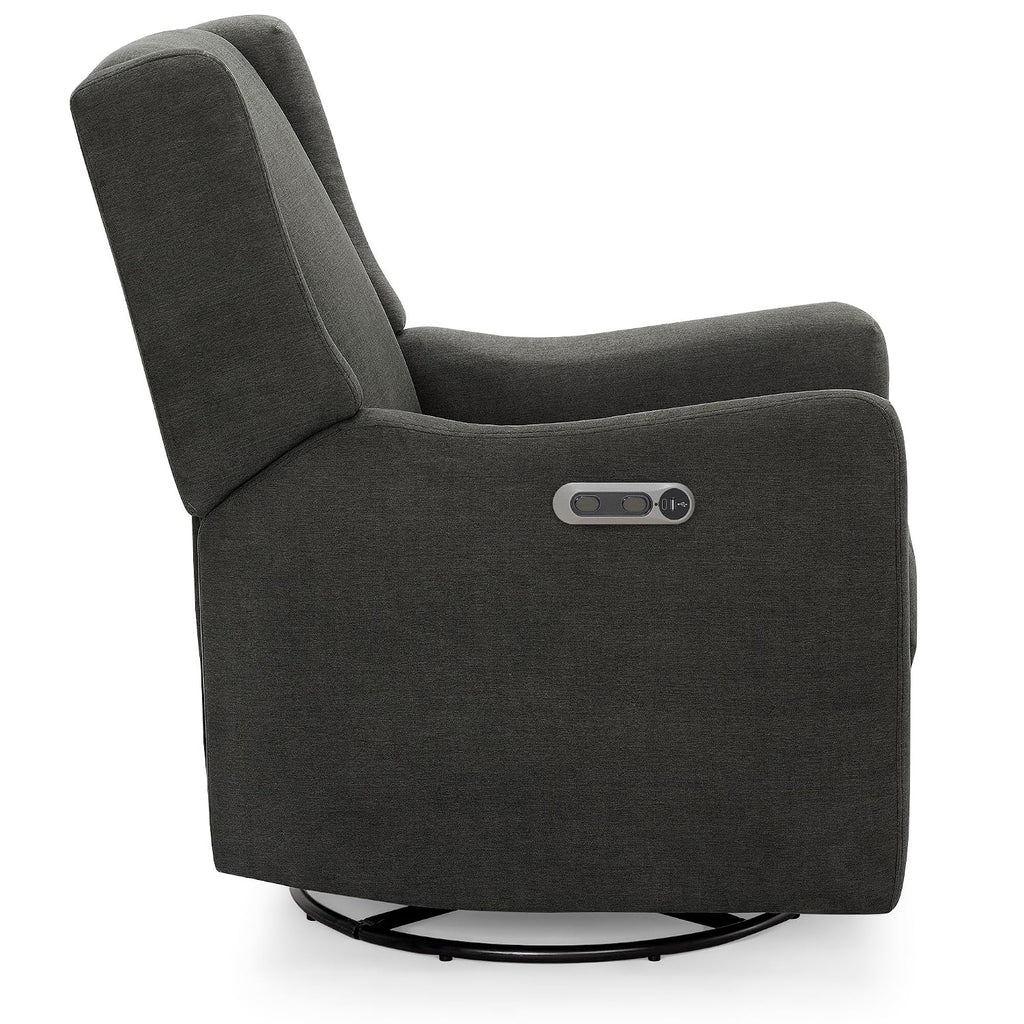 Delta Children Mercer Electronic Power Recliner and Swivel Glider with USB Port in LiveSmart Performance Fabric - Water Repellent & Stain Resistant, Dark Grey