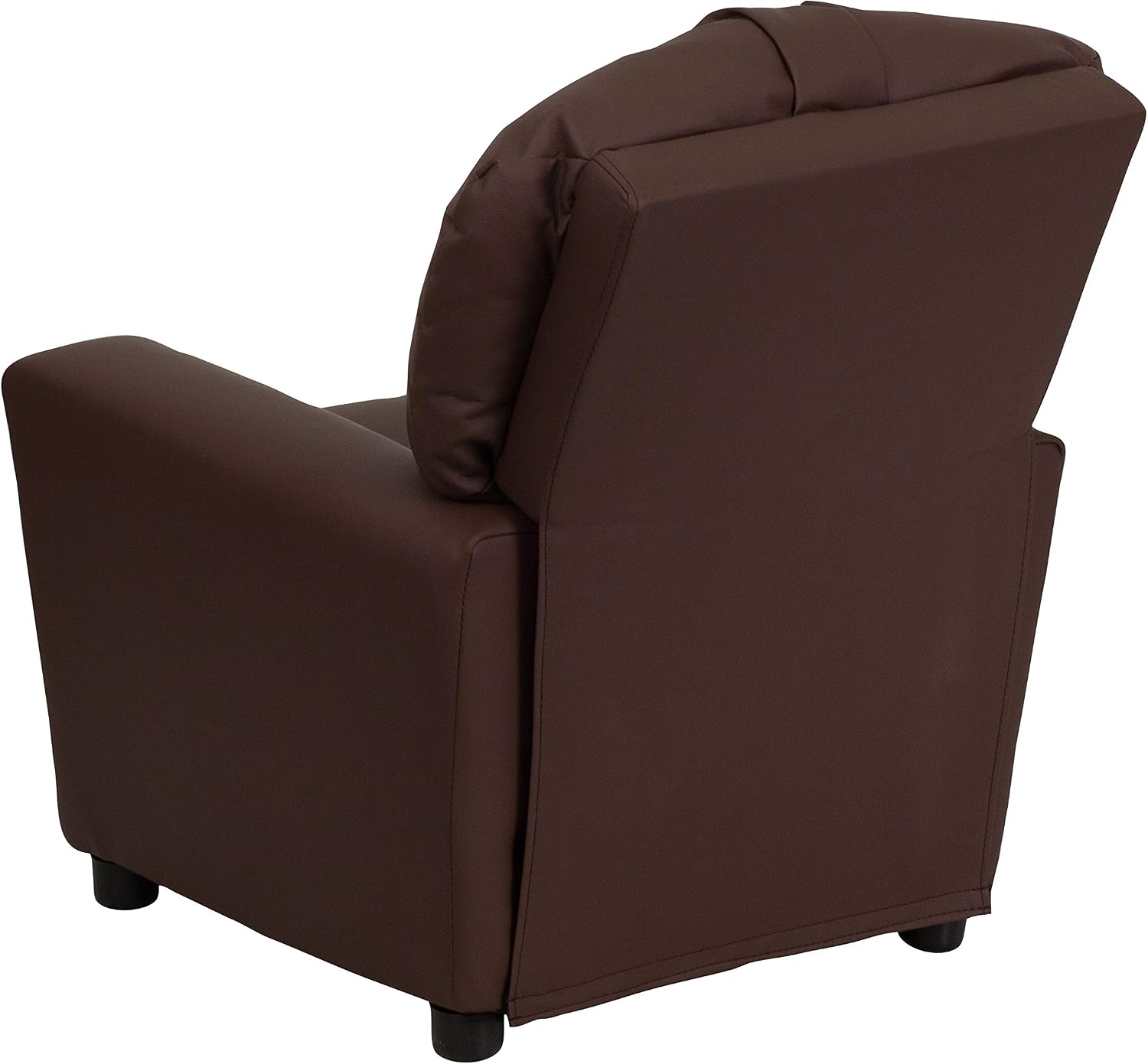 Flash Furniture Chandler LeatherSoft Kids Recliner with Cup Holder and Safety Recline, Contemporary Reclining Chair for Kids, Supports up to 90 lbs., Brown