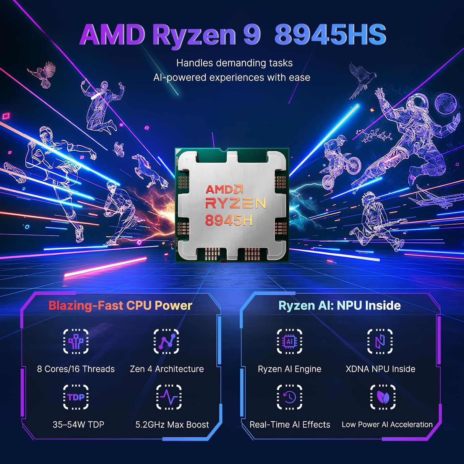 NIMO 17.3' Business-Laptop Ryzen 9 8945HS, 32GB RAM 2TB SSD, Radeon 780M, 54W Max TDP, 75Wh Battery, USB-C 4.0, PD 100W, Backlit Keyboard, Fingerprint Unlock, FHD Laptop for Gaming Student Office