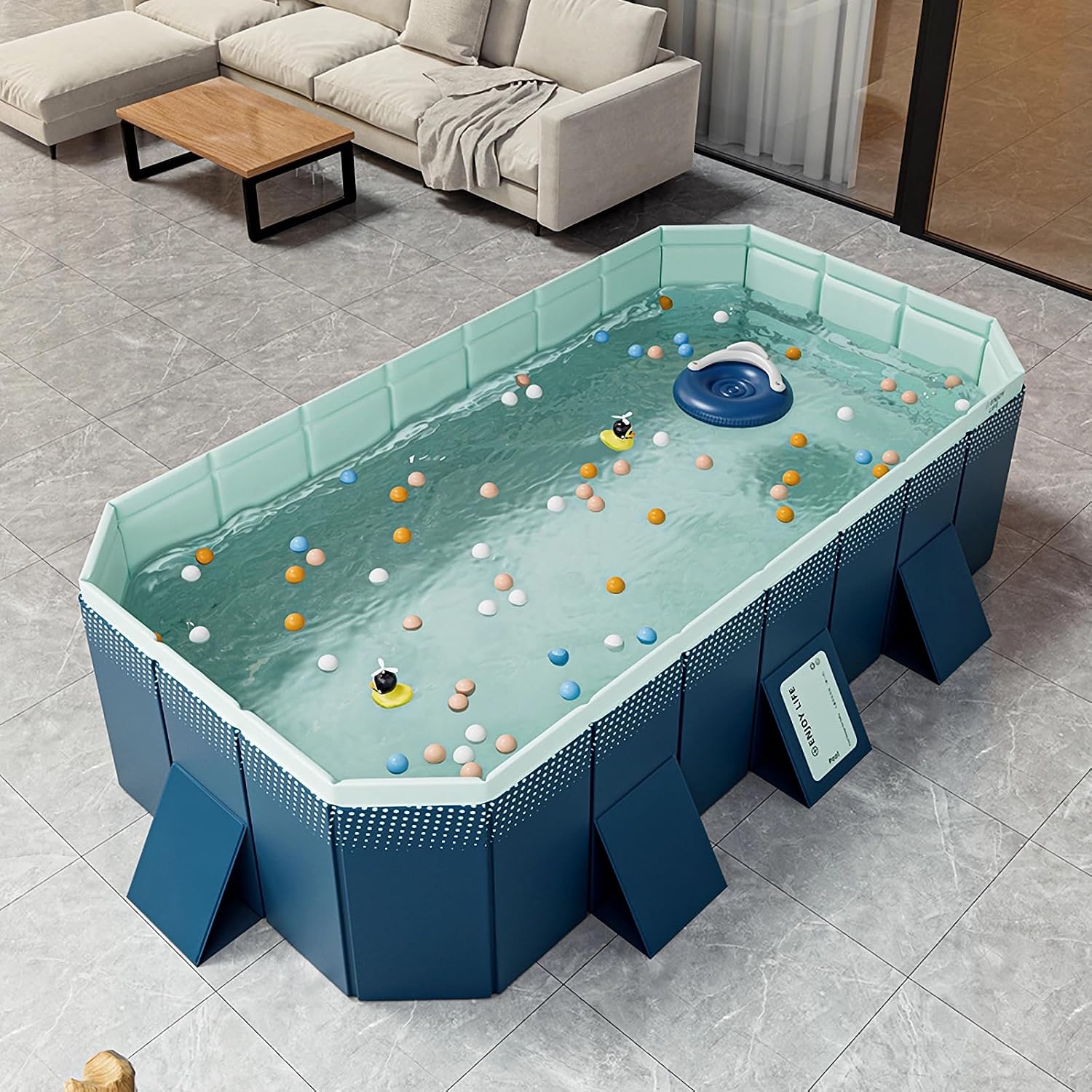 WIRHAO Foldable Non-Inflatable Kids' and Adults' Outdoor Swimming Pool Hard Plastic Shell Kid Pool for Backyard Dog Pools (113' x 66' x 20')