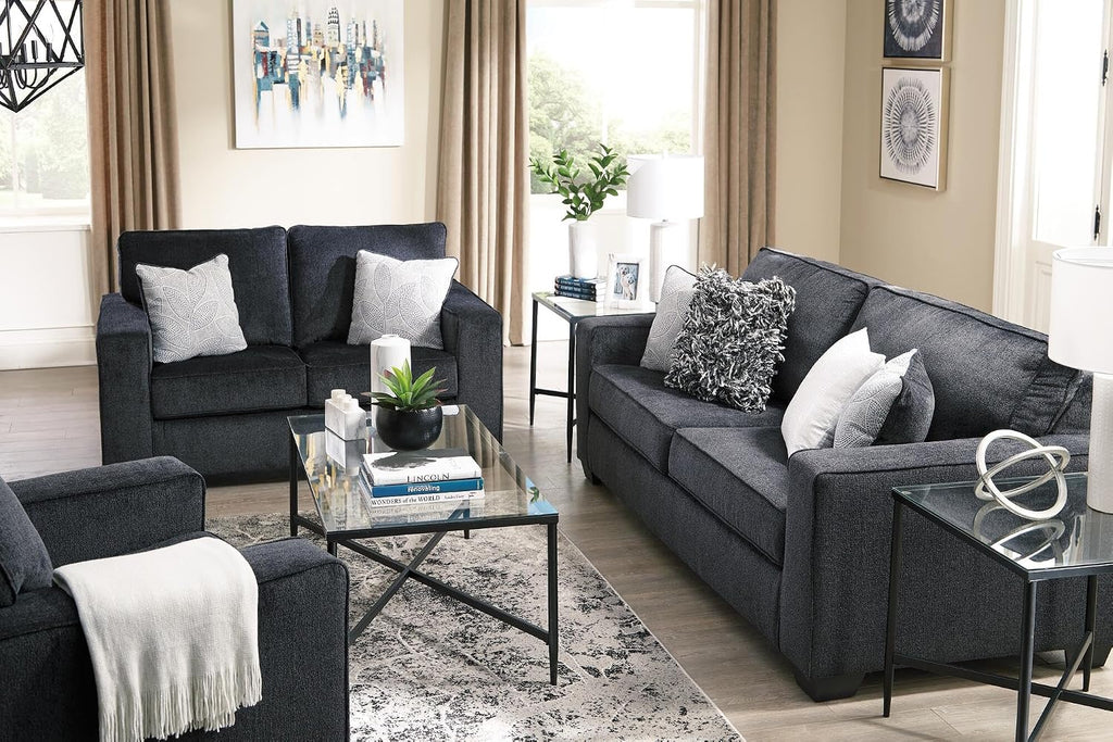 Signature Design by Ashley Altari Modern Queen Sofa Sleeper with 2 Accent Pillows, Dark Gray