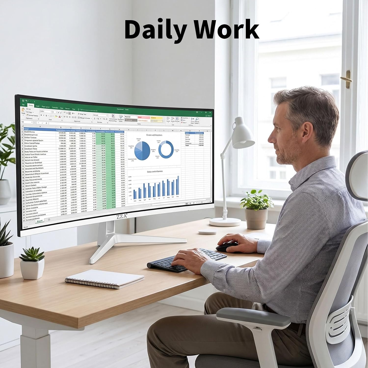 34'' Ultrawide Curved Monitor-WQHD 3440x1440 Resolution,100Hz, IPS Panel, Built-in Speakers,3800R Curvature,HDR10,AMD FreeSync Premium,21:9 Aspect Ratio,Low Blue Light,Flicker-Free Technology-White