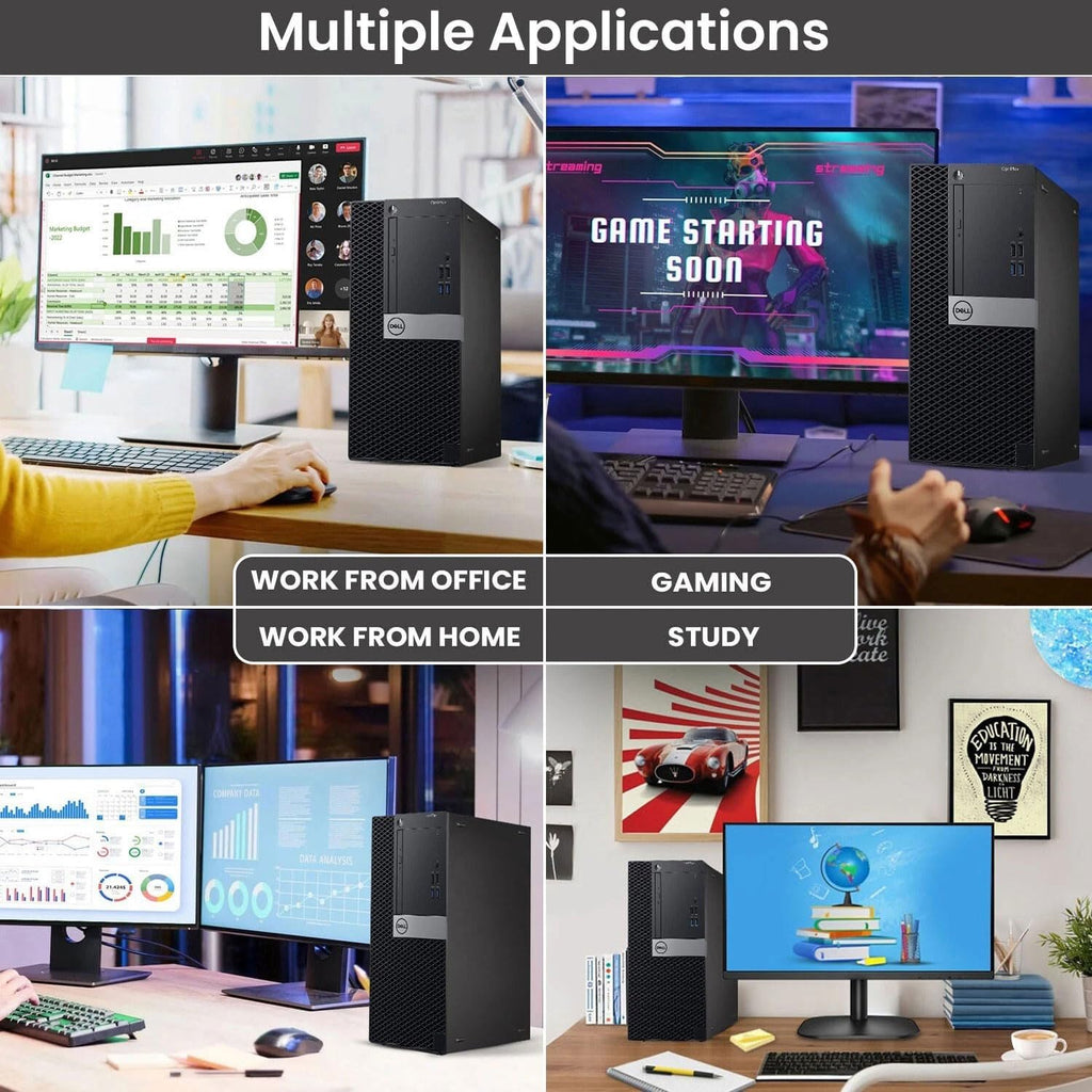 Dell Gaming Desktop Tower Computer PC – Intel Core i5-6500 – 32GB RAM – 1TB SSD – GeForce GTX 1050 Ti – New 24' Monitor – RGB Keyboard & Mouse – RGB Speakers – Wi-Fi – Windows 11 Pro (Renewed)