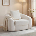 SICOTAS 49.9' Curved Convertible Sofa Couch Bed for Living Room Futon Cloud Boneless Sleeper Chair Pull Out Floor Couch with Deep Seat Single Sofa Foam Lounger No Assembly for Bedroom Apartment, White