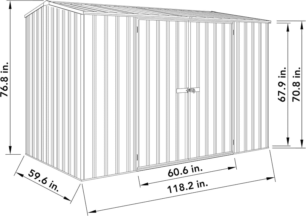 Absco Premier Storage Sheds, 10'x5' Metal Garage, DIY Backyard Shed, Utility Tool Storage, Weather & Wind Resistant Aluminum Panels & Steel Frame, Maintenance-Free, 12 Year Warranty, Woodland Gray