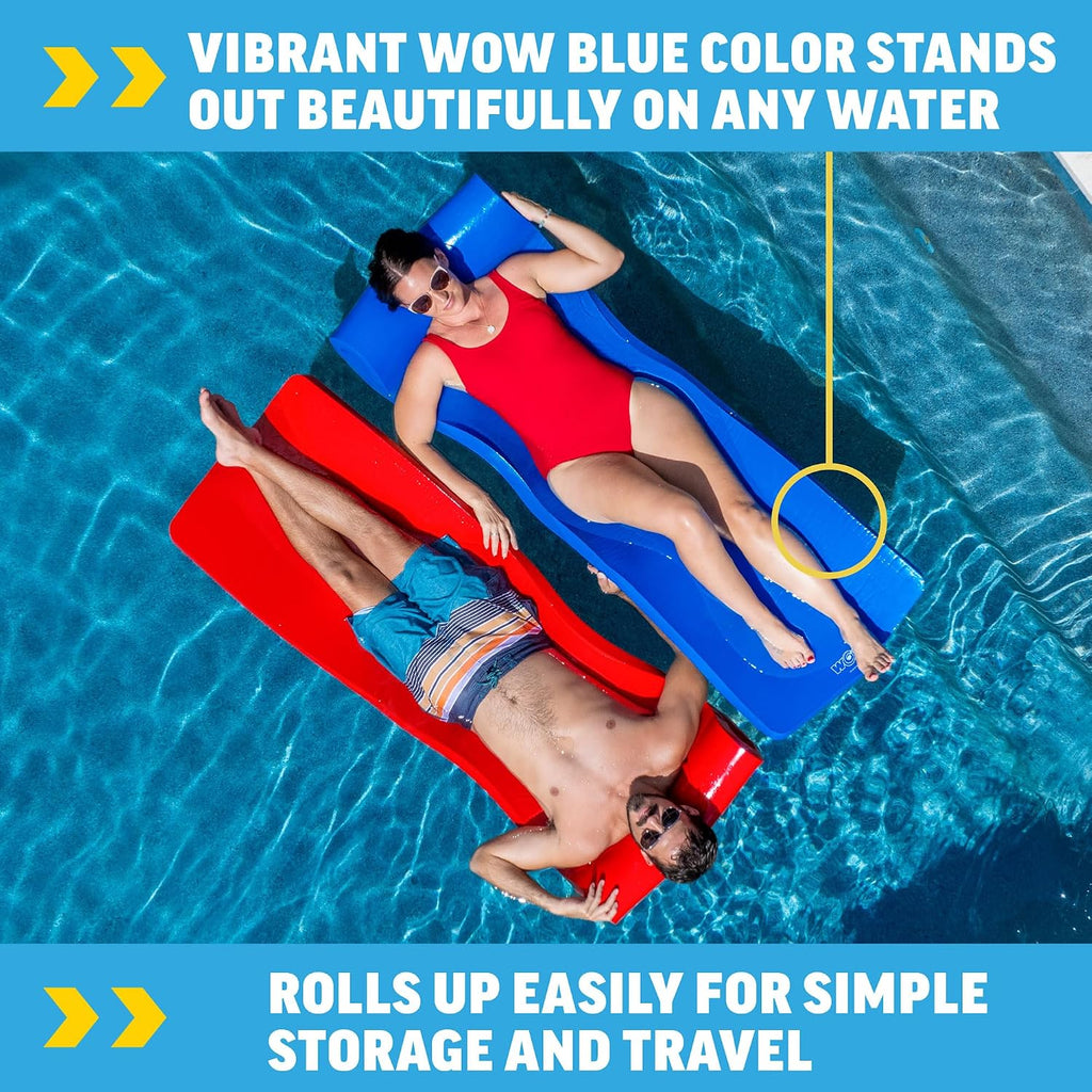 Wow Sports Dipped Foam Floating Mat - Blue - 6 ft - for Lakes & Pools - Versatile Adult Pool Float & Camping Pad
