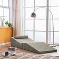 GDFStudio Rue Velvet Foldable Sofa Bed, Convertible Sleeper Chair with Pillow, Foldable Mattress with Back Support, Portable Lounge Sofa for Living Room/Bedroom, No Assembly Needed, Gray