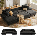 Txtin's Sleeper Sofa with Pull Out Couch Bed | 112 Inch Couches for Living Room | U-Shaped Convertible Sofa Bed | Chenille Black