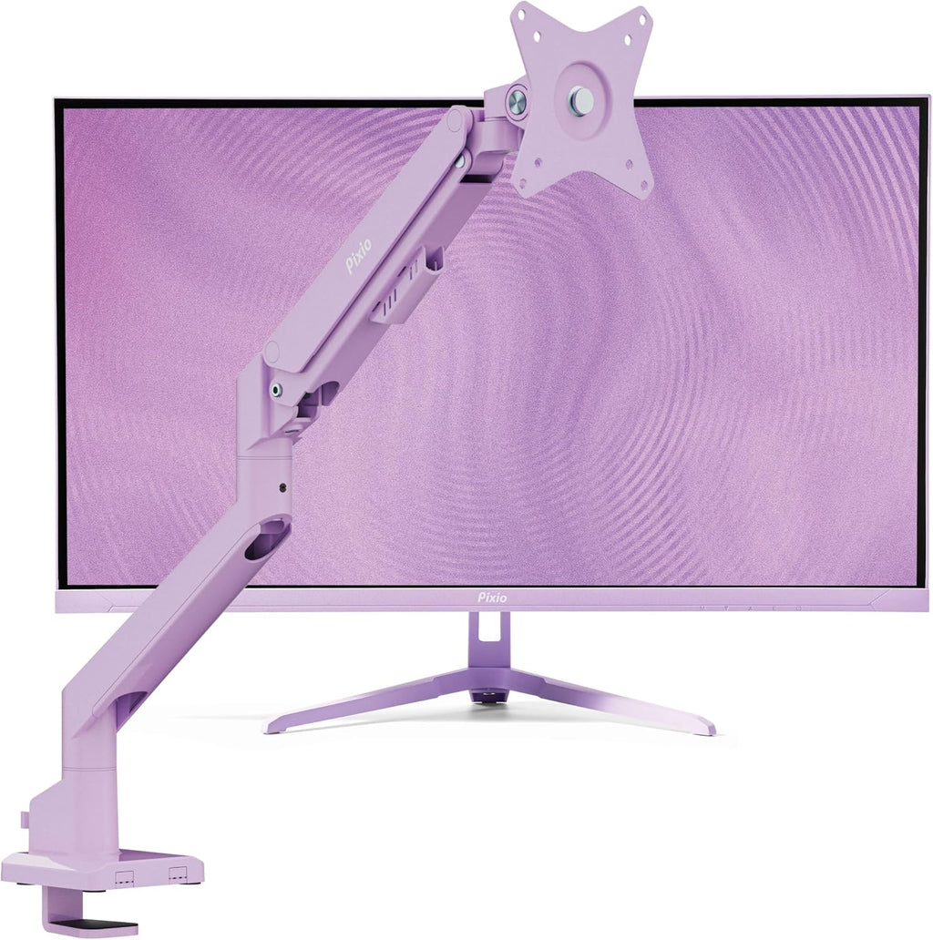 Pixio PX279 Wave Purple 27 inch 240Hz Refresh Rate FHD 1080p Resolution Fast IPS Panel 1ms GTG Resonse Time Gaming Monitor and PS1S Wave Purple Single Monitor Arm