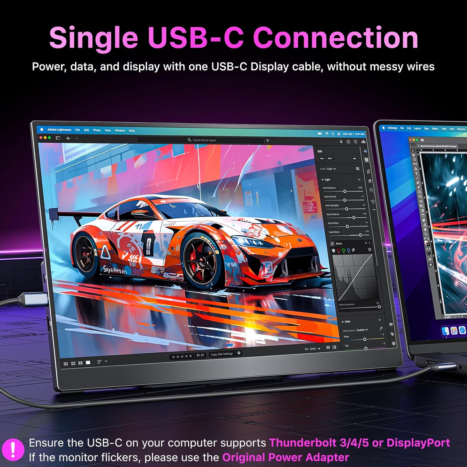 kksmart Portable Monitor for Laptop MacBook Surface PC Xbox PS5, Travel Monitor Second Screen for Laptop, HDMI USB-C VESA Compatible Built-in Speaker, 16