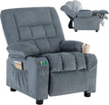 BOSMILLER Kids Recliner Chair， Push Back Toddler Recliner with Cup Holders & Side Pockets， Adjustable Footrest & Headrest Kids Sofa for Boys Girls 3+ Age Group