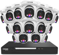 Defender AI Powered Sentinel Pro Turret 16CH NVR PoE Security Camera System, 16pc Metal Turret Cameras, 109° Wide Angle, IP66 Rated, Audio Recording, Web Viewing, 2TB HDD, Works w/Empower App