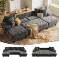 Txtin's Sleeper Sofa with Pull Out Couch Bed | 112 Inch Couches for Living Room | U-Shaped Convertible Sofa Bed | Chenille Dark Grey