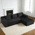 Nigoone 103' Cloud Sectional Sofa, Boneless L-Shape Couch with Chaise, Modern Minimalist Modular Couch for Living Room, Free Combination, Deep Seat, No Assembly Required, Premium Corduroy, Black, R