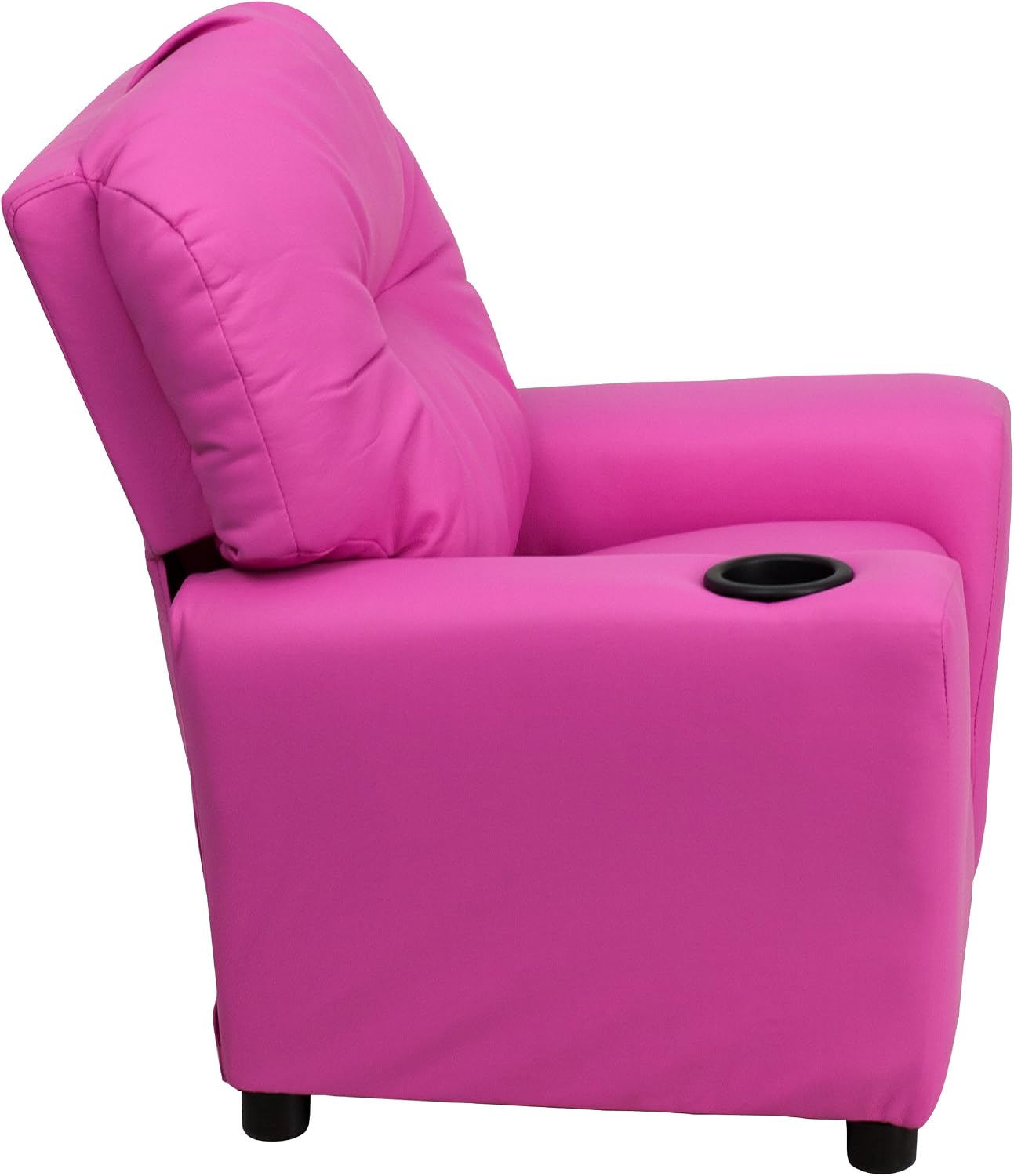 Flash Furniture Chandler Vinyl Kids Recliner with Cup Holder and Safety Recline, Contemporary Reclining Chair for Kids, Supports up to 90 lbs., Hot Pink