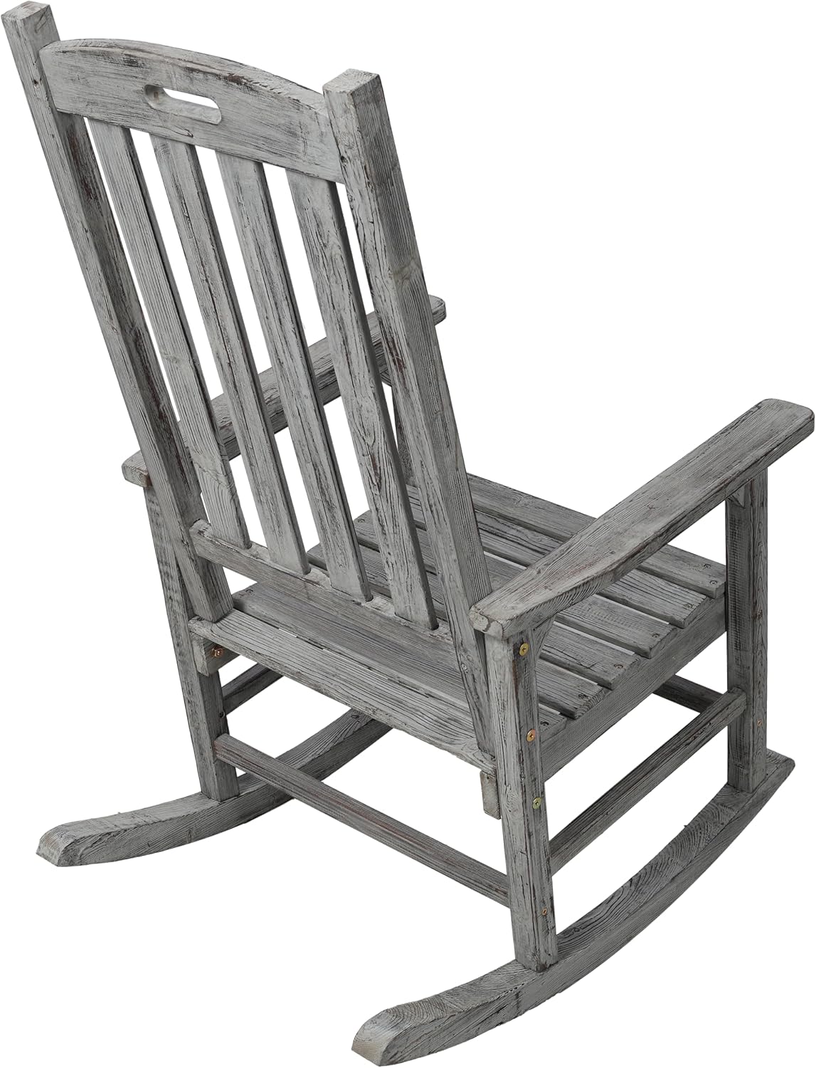 Oversized Wooden Rocking Chair for Porch & Patio 330lbs Capacity Wood Rocker with Wide Seat High Backrest & Armrests Outdoor Indoor Chair for Garden, Balcony, Living Room, Grey