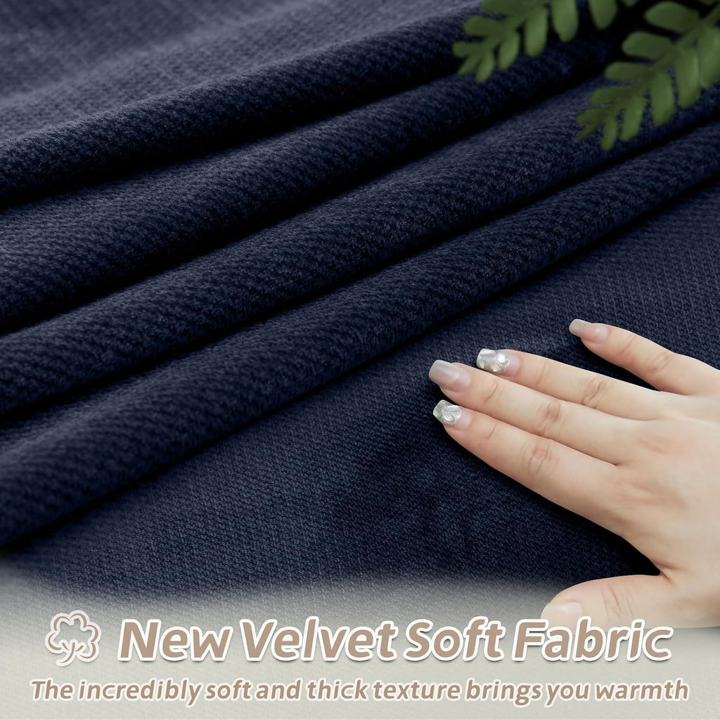 Arfntevss Sectional Recliner Couch Covers Velvet Washable Corner Sectional Sofa Cover for Reclining Stretch Soft Thick L Shape Recliner Slipcover Set (5 Seat with 1 Console Cover, Dark Blue)