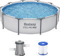 Bestway Steel Pro MAX 10' x 30' Above Ground Pool, Round Metal Frame Outdoor Swimming Pool Set with Filter Pump & Type I Cartridge, Gray