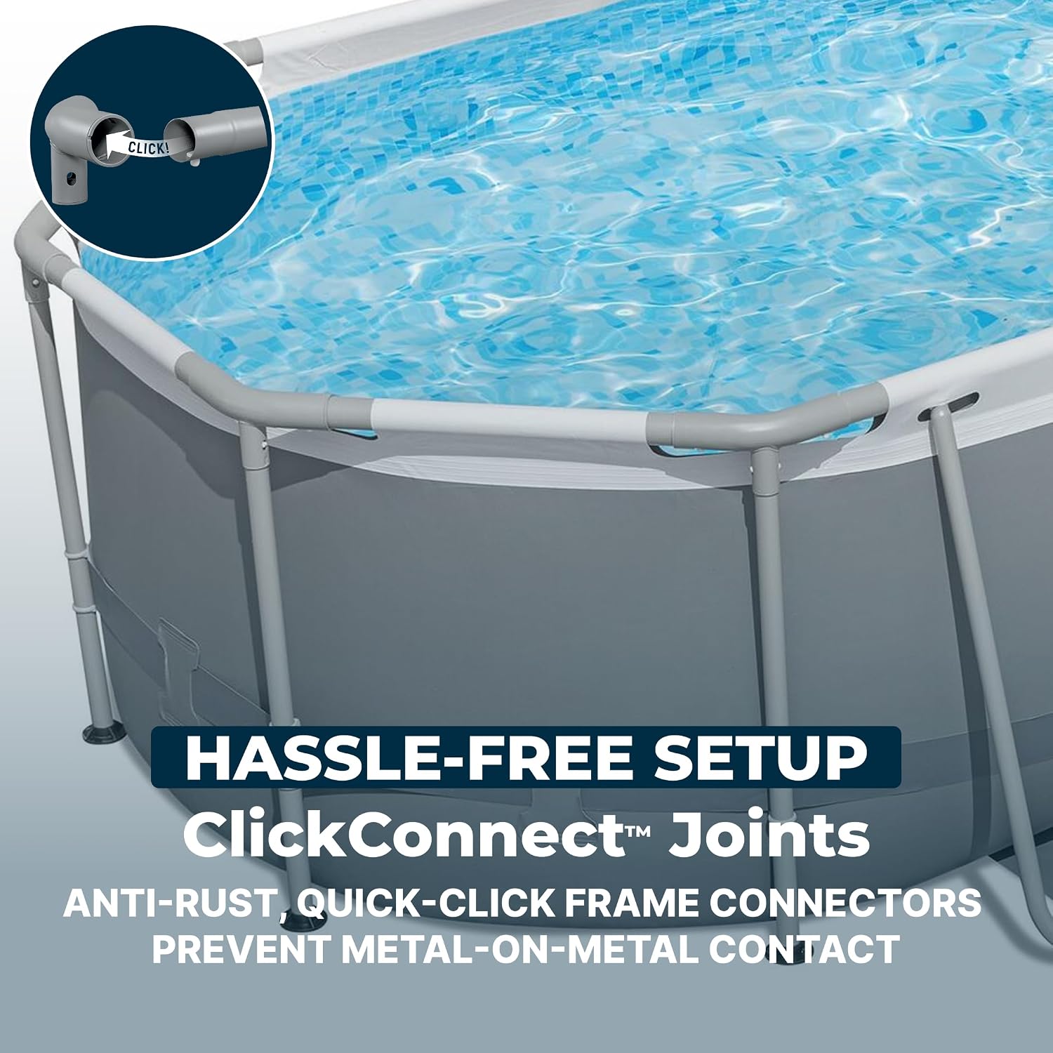 Bestway Steel Pro MAX 10' x 6'7' x 33' Oval Above Ground Swimming Pool Set, 330 GPH Filter Pump, Tritech Puncture Resistant Liner, ClickConnect Steel Frame, Gray