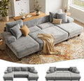 Txtin's Sleeper Sofa with Pull Out Couch Bed | 112 Inch Couches for Living Room | U-Shaped Convertible Sofa Bed | Chenille Light Grey