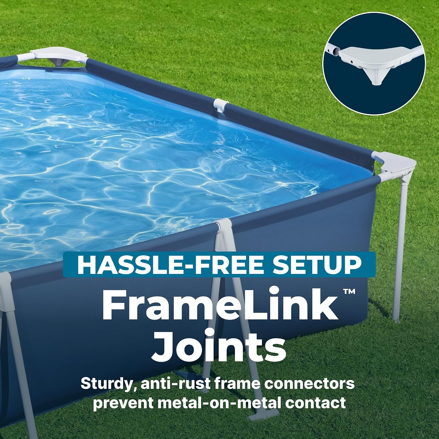 Bestway Steel Pro 9.8' x 6.6' x 26' Above Ground Pool, Rectangular Metal Frame Outdoor Swimming Pool Set with Filter Pump & Type I Cartridge, Blue