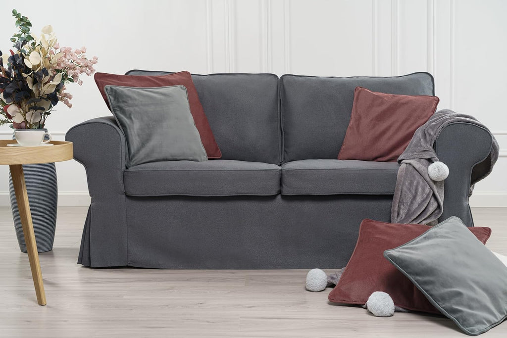 MASTERS OF COVERS Ektorp Loveseat (2 Seat) Sofa Cover for IKEA Two Seater Ektorp Slipcover (Titanium Grey-NOT fit Uppland Series Sofa