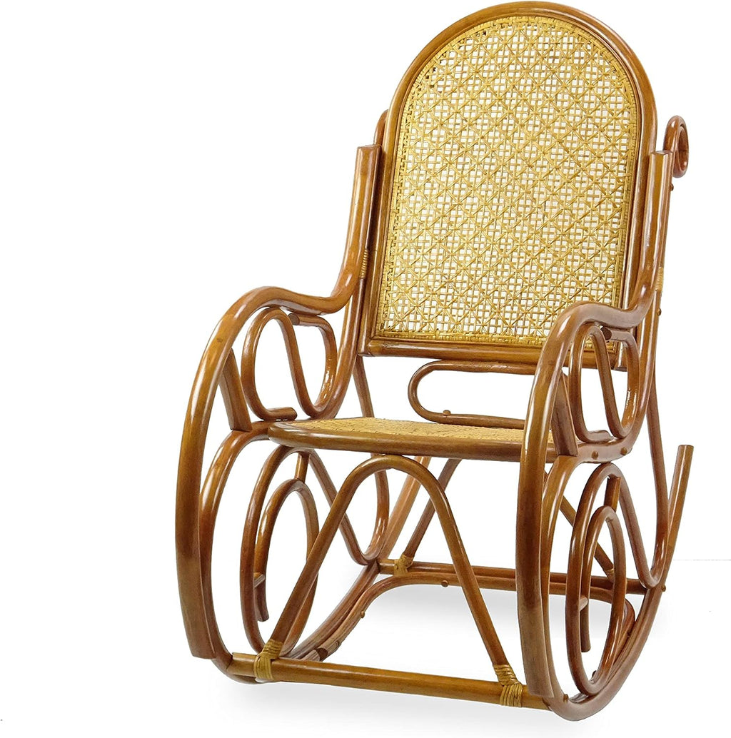 Milano Rocking Chair, Natural Rattan Wicker Handmade, ECO, Colonial Color