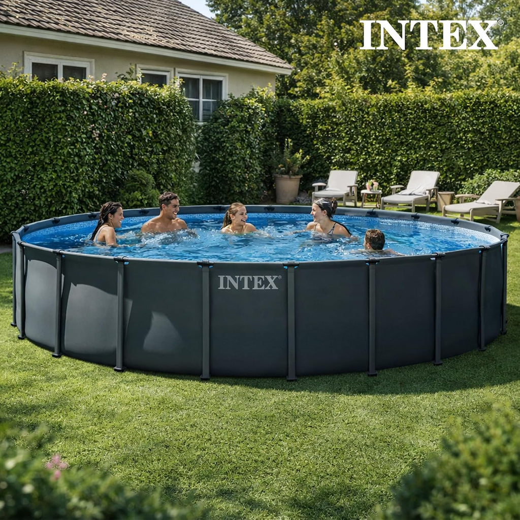INTEX Ultra XTR 22 ft x 48 in Above Ground Pool Set, Round Swimming Pool with Steel Frame, 2100 GPH Sand Filter Pump, Ladder, Cover, & Ground Cloth