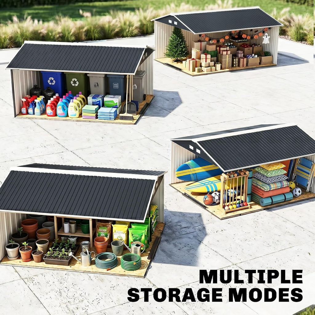 Outsunny 11' x 13' Outdoor Storage Shed, Garden Tool Metal Shed with Foundation Kit, Double Lockable Door, Air Vents and Sloping Roof, for Backyard, Patio, Lawn, Dark Gray