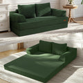 COMAX Convertible Sofa Bed, Folding Floor Couch Corduroy Fold Out Couch Bed Futon Sleeper Mattress with Pillows, Boneless Sofa Comfy Lounge Loveseat for Living Room Bedroom, Green