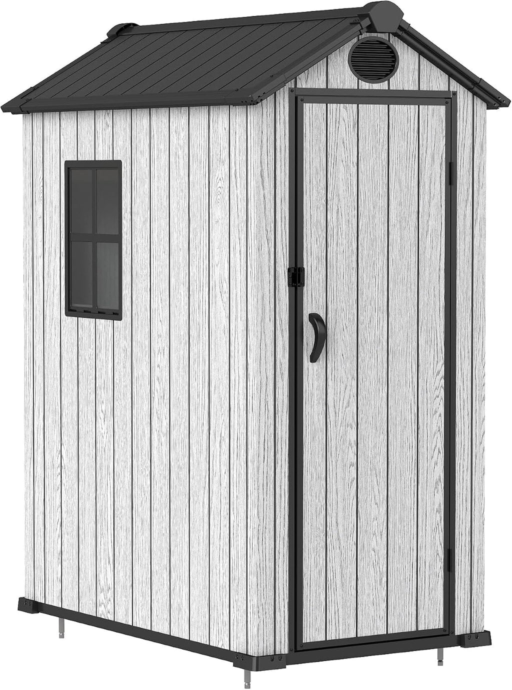 EHHLY Outdoor Storage Shed 3x5 FT, Resin Shed with Floor, Window & Vents, Waterproof Plastic Shed with Lockable Door for Backyard, Patio, Lawn, Gray
