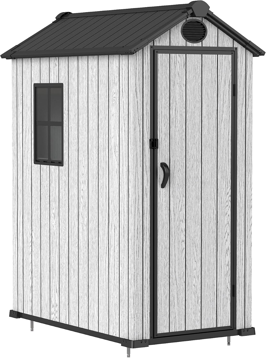 EHHLY Outdoor Storage Shed 3x5 FT, Resin Shed with Floor, Window & Vents, Waterproof Plastic Shed with Lockable Door for Backyard, Patio, Lawn, Gray
