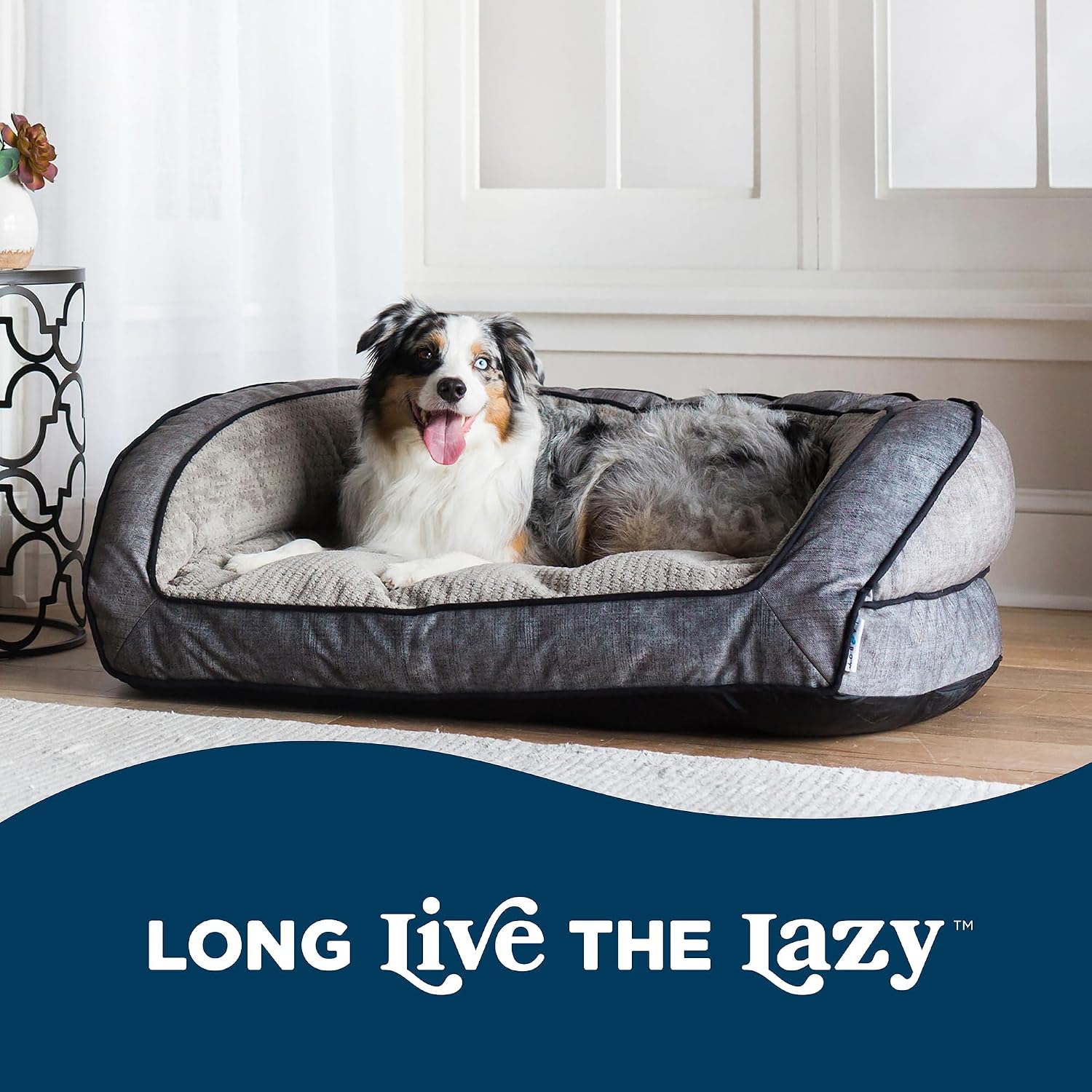 Petmate La-Z-Boy Harper Sofa Large Dog Bed Grey 43x35 Inches for Dogs up to 125lbs with Durable Removable Washable Cover