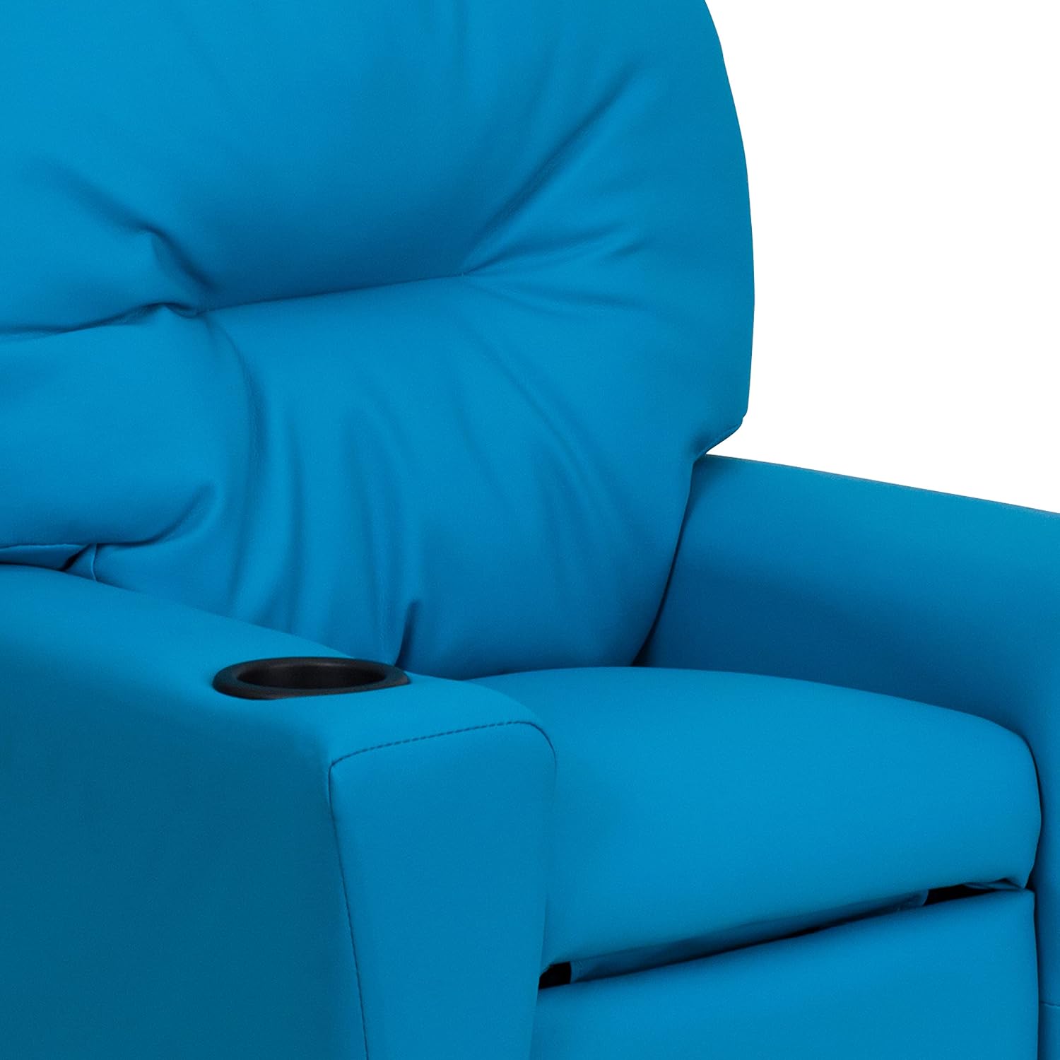 Flash Furniture Chandler Vinyl Kids Recliner with Cup Holder and Safety Recline, Contemporary Reclining Chair for Kids, Supports up to 90 lbs., Turquoise