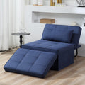 BIGSYY Sofa Bed, Set of 4 in 1 Multi-Function Folding Ottoman Breathable Linen Couch Bed with Adjustable Backrest Modern Convertible Chair for Living Room Apartment Office, Blue