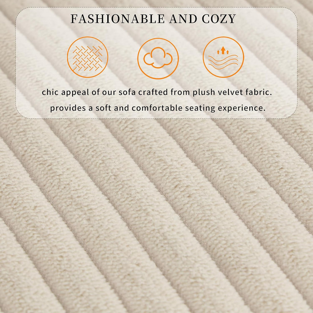 Sleeper Sofa, 96' Corduroy 2-in-1 Pull Out Sofa Bed, Convertible Sofa Bed Couch with Storage Chaise, L Shaped Sofa with Hidden Cup Holders, 3 Seater Sofa for Living Room, Apartments, Beige