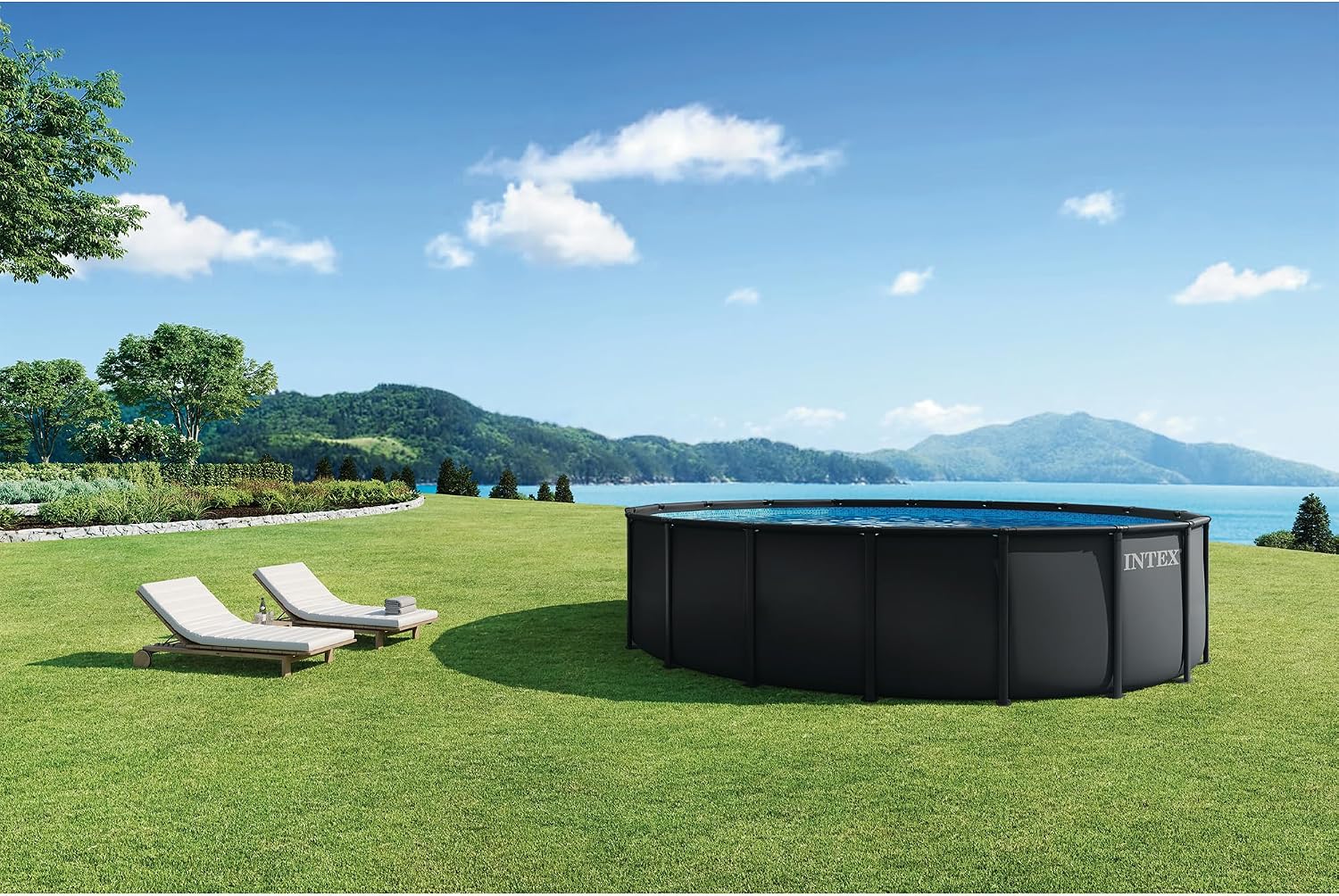 INTEX Ultra XTR 18 ft x 52 in Above Ground Pool Set, Round Swimming Pool with Steel Frame, 2100 GPH Sand Filter Pump, Ladder, Cover, & Ground Cloth