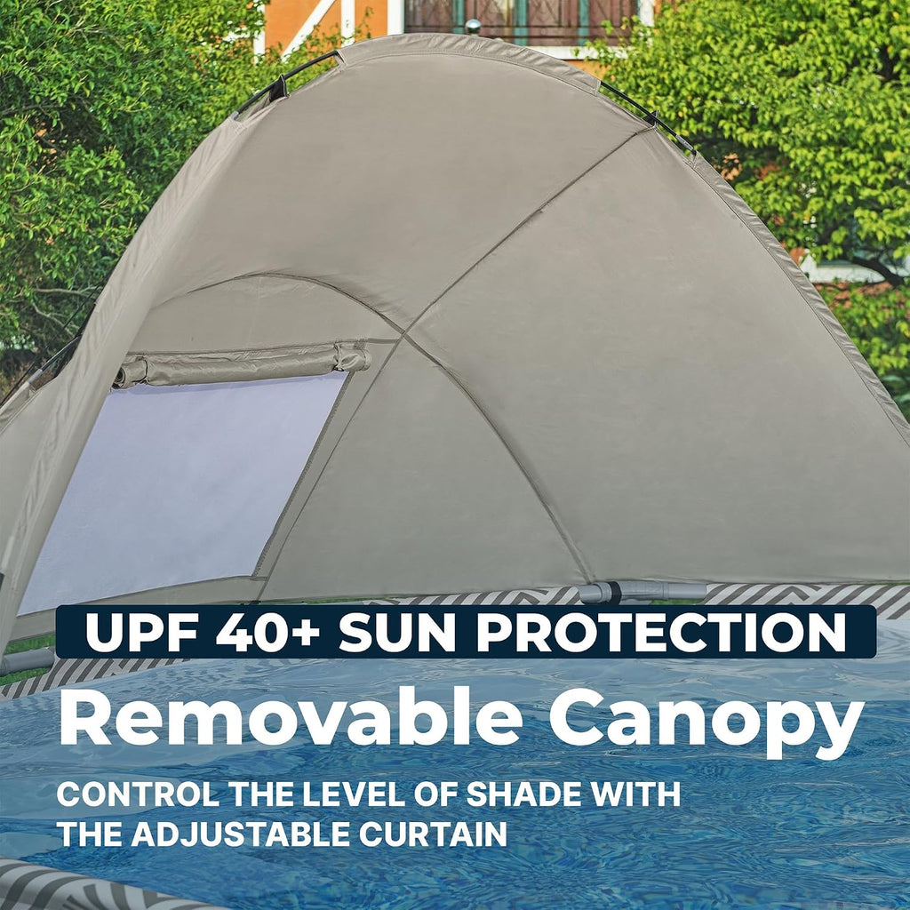 Bestway Steel Pro MAX 13' x 42' Above Ground Pool, Round Metal Frame Outdoor Swimming Pool Set with Canopy, Filter Pump, Ladder, and Cover, Taupe