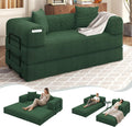 80' Convertible Sofa Bed, 5 in 1 Modular Boneless Couch Sleeper Sofa Bed with Fixed Frame & Removable Backrest Pillow, Washable Corduroy Futon Sofa Bed Couch in a Box for Small Spaces, Dark Green