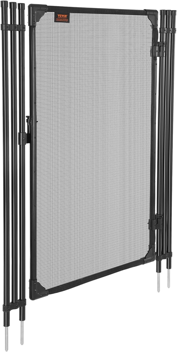 VEVOR Pool Fence, 4 x 2.5 FT Pool Gate for Inground Pools, Pool Safety Fence Gate Kit with Stainless Steel Latch, Removable Child Safety Pool Fencing, Black, 4FTx2.5FT