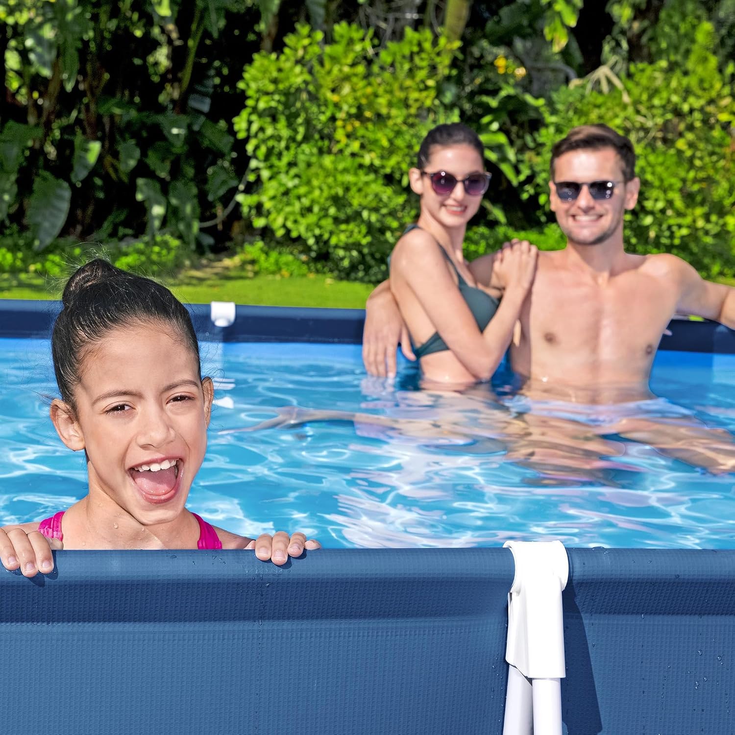 Bestway Steel Pro 13 Foot x 32 Inch Rectangular Above Ground Outdoor Pool Steel Framed Vinyl Swimming Pool with 1,506 Gallon Water Capacity, Blue