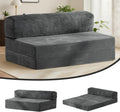 Folding Futon Sofa Bed Full Size, 6 inch Convertible Floor Couch Bed with Removable Corduroy Cover, Pull Out Couch for Small Spaces High-Density Foam,Grey