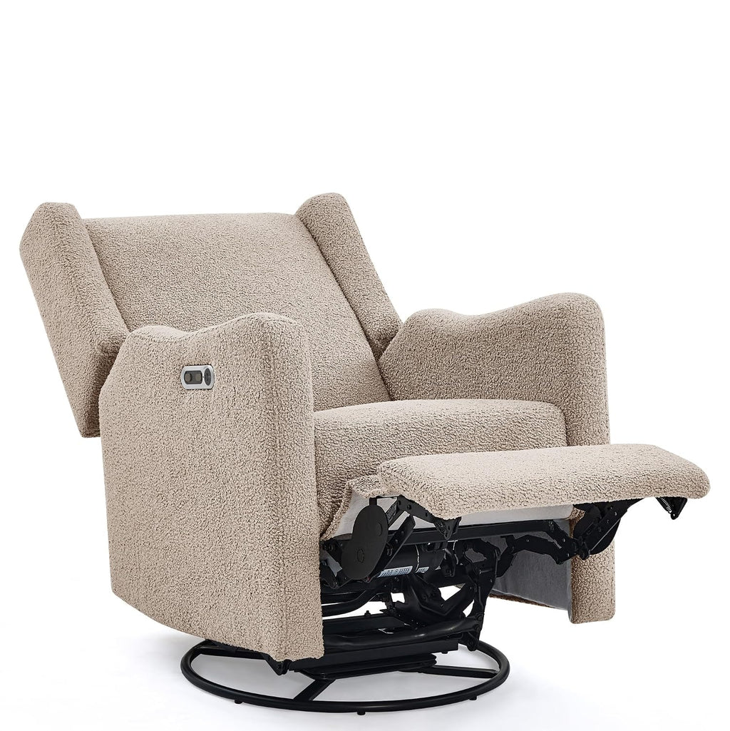 Delta Children Mercer Electronic Power Recliner and Swivel Glider with USB-A and Type-C Ports - Greenguard Gold Certified - Stain-Resistant Performance Fabric is Oeko-TEX Standard 100 Certified, Sand